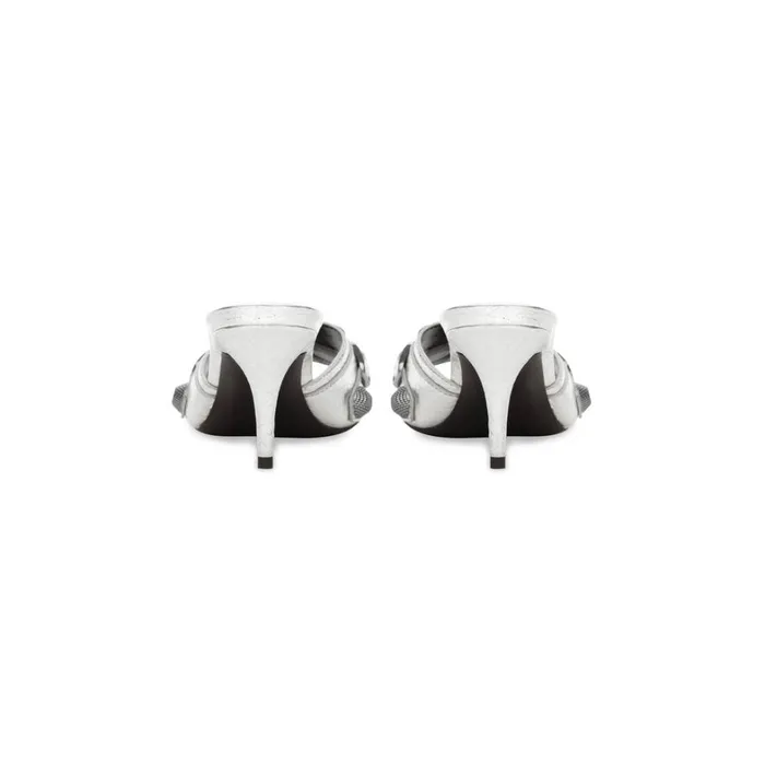 Women Pumps and Heels Balenciaga Cagole 70mm Sandal Metallized In Silver