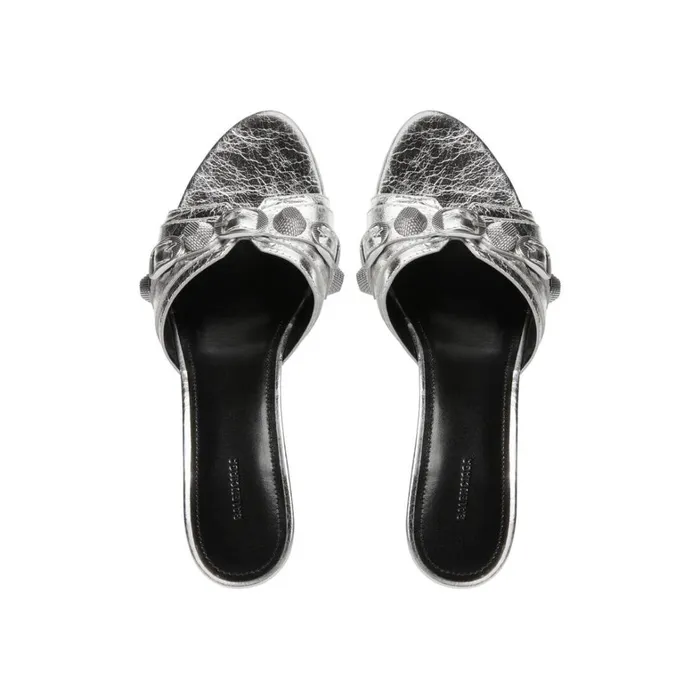 Women Pumps and Heels Balenciaga Cagole 70mm Sandal Metallized In Silver
