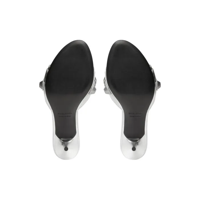 Women Pumps and Heels Balenciaga Cagole 70mm Sandal Metallized In Silver