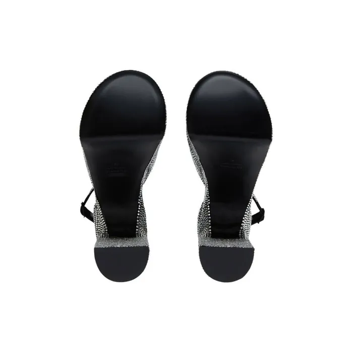 Women Pumps and Heels Balenciaga Camden 160mm Sandal With Rhinestones In Black