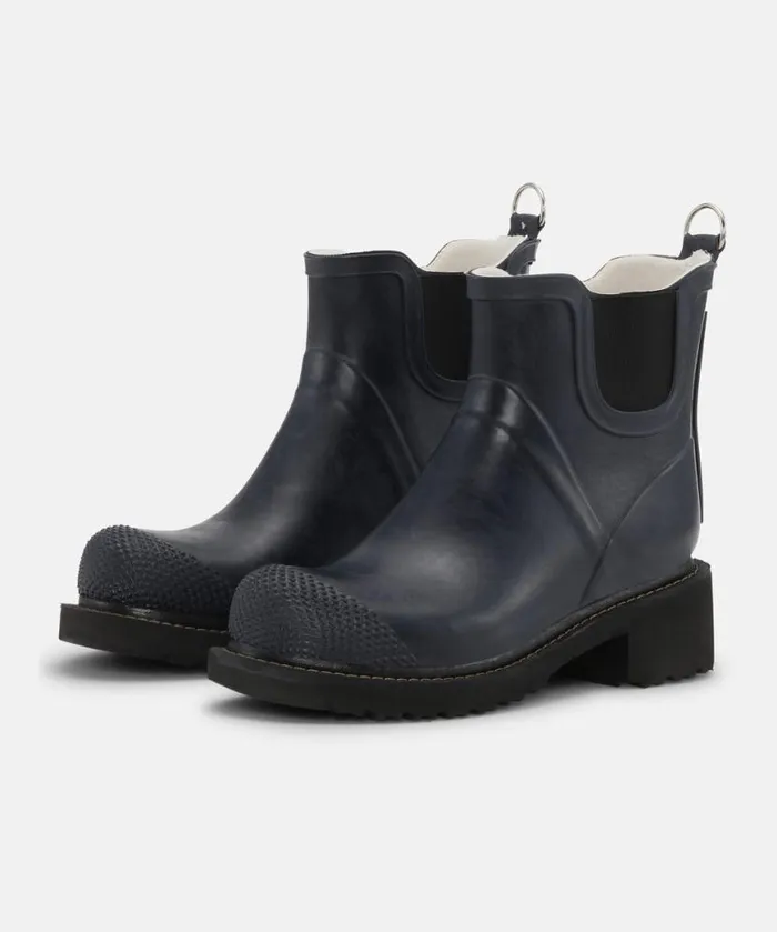 Women Rainboots Short Ilse Jacobsen Short Rubber Boots With High Heel 8211 Dark Indigo