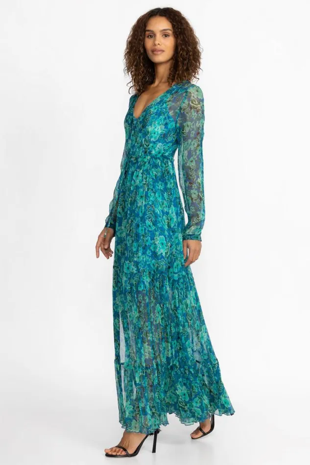 Women RAQUEL SILK MAXI DRESS Raquel Johnny Was Dresses