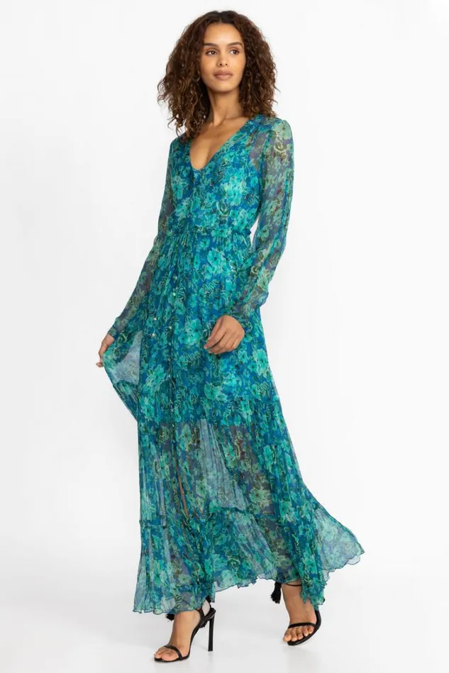 Women RAQUEL SILK MAXI DRESS Raquel Johnny Was Dresses