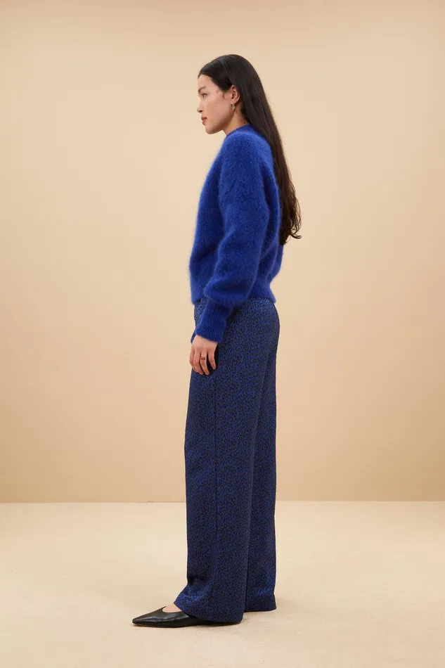 Women Robyn Blue Cheetah Pants Blue Cheetah Print Bybar Trousers Women Robyn Blue Cheetah Pants Blue Cheetah Print Bybar Trousers