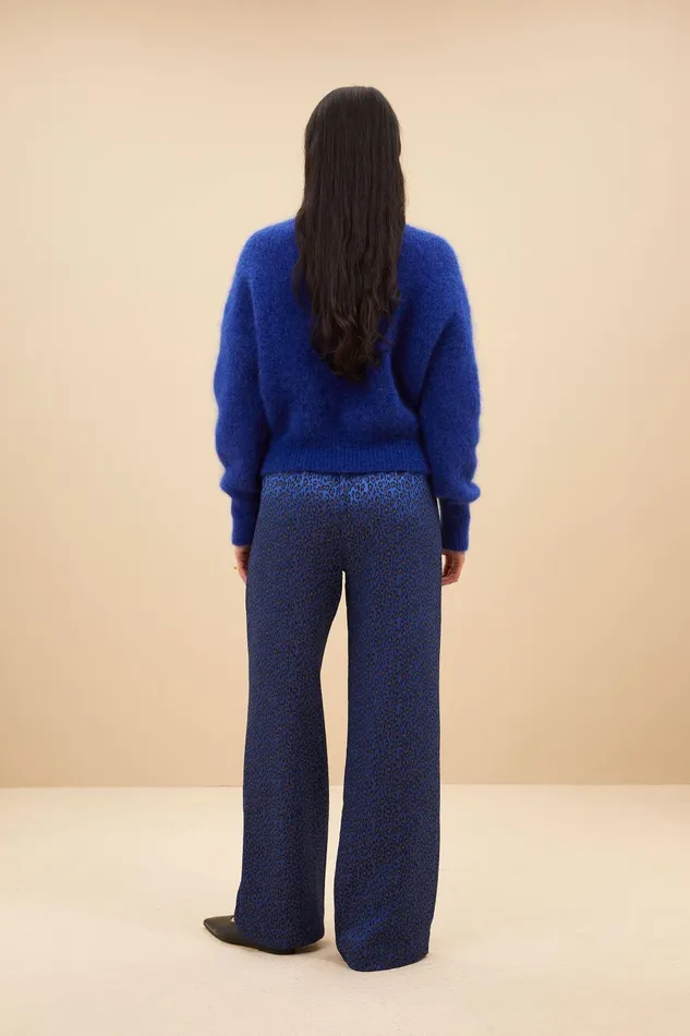 Women Robyn Blue Cheetah Pants Blue Cheetah Print Bybar Trousers Women Robyn Blue Cheetah Pants Blue Cheetah Print Bybar Trousers
