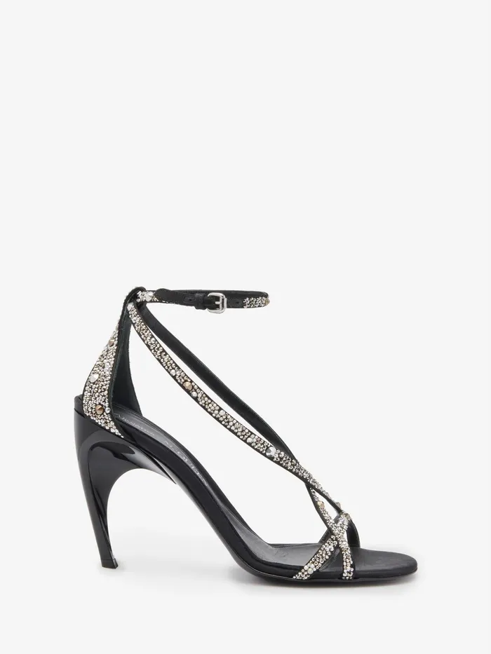 Women Sandals And Slides Alexander McQueen Twisted Armadillo Sandal Black