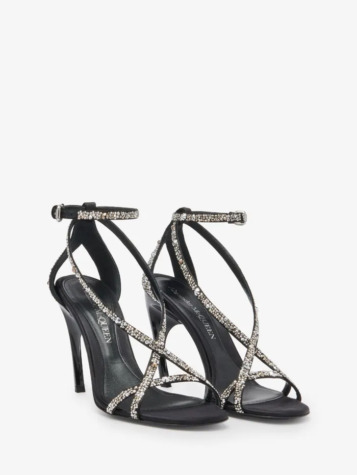 Women Sandals And Slides Alexander McQueen Twisted Armadillo Sandal Black