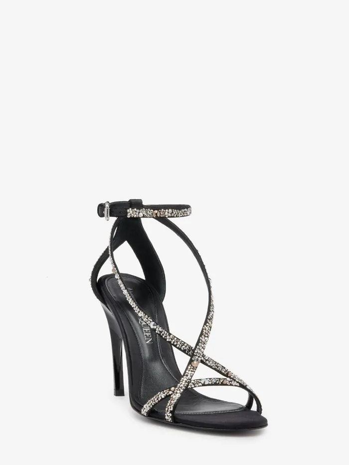 Women Sandals And Slides Alexander McQueen Twisted Armadillo Sandal Black