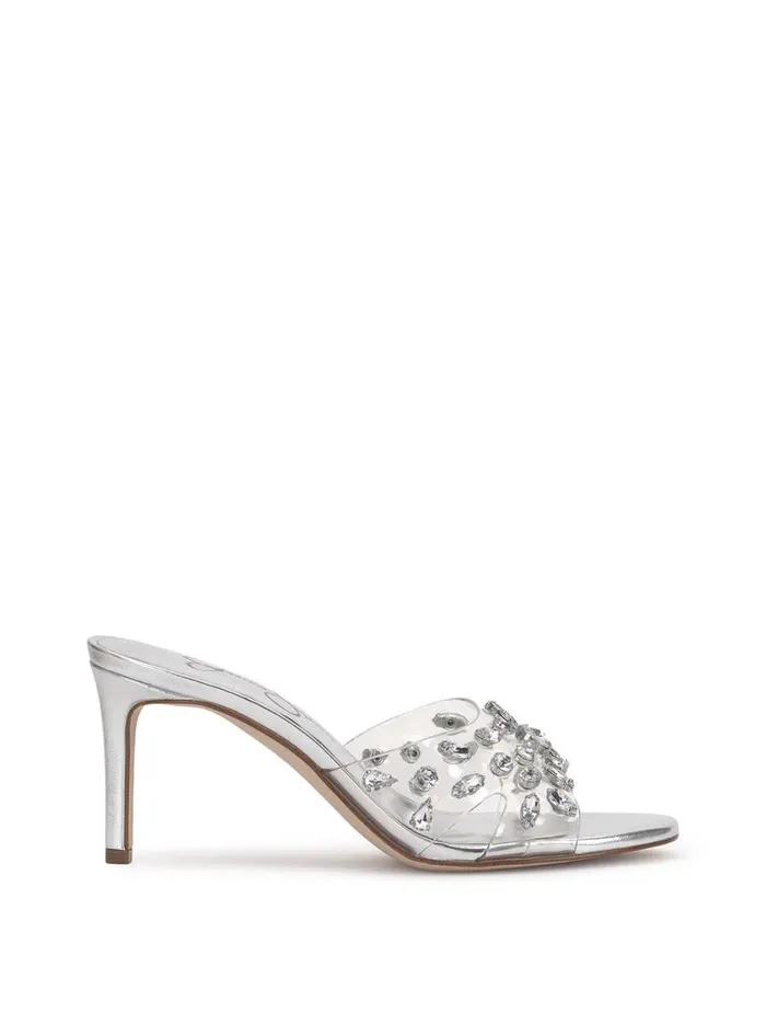 Women Sandals Jessica Simpson Primana Lucite Mule In Silver
