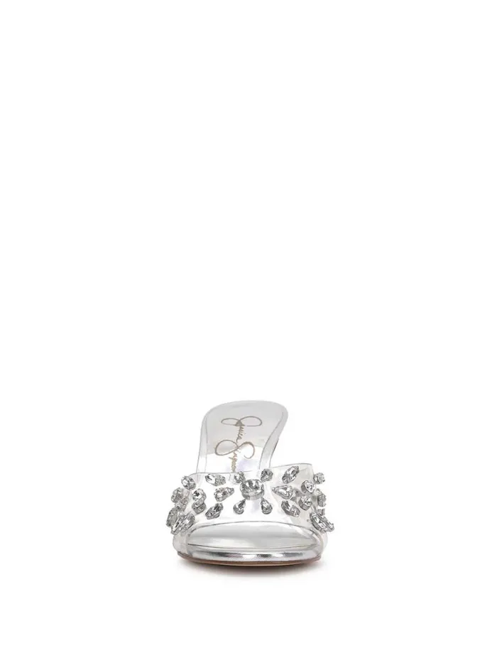 Women Sandals Jessica Simpson Primana Lucite Mule In Silver