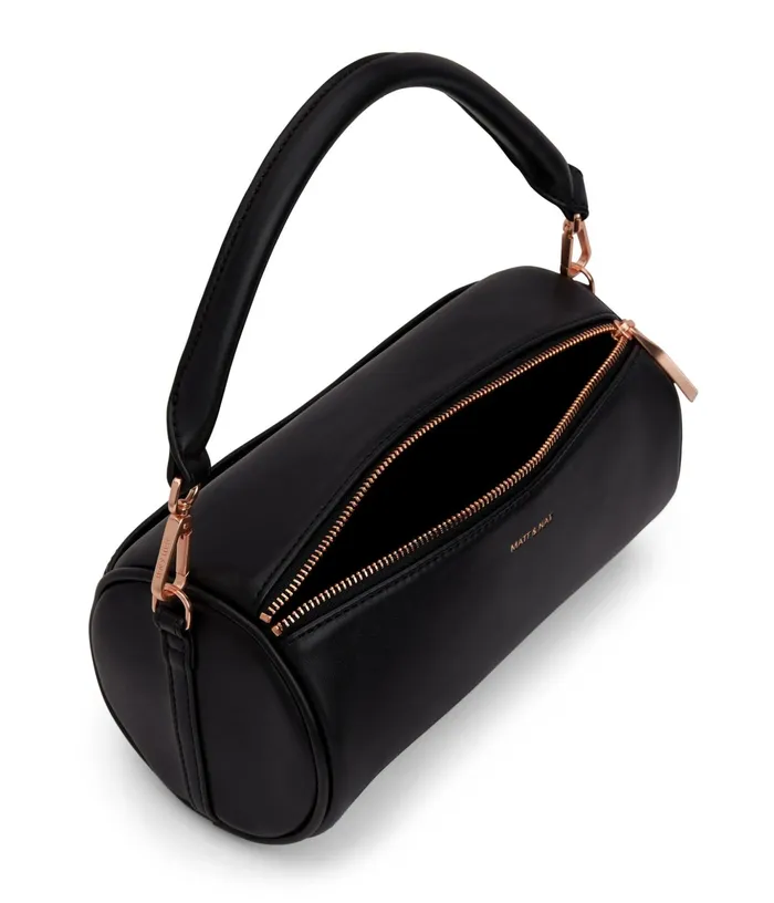 Women Seoul Vegan Barrel Satchel 8211 Loom Blackr Matt and Nat Satchels
