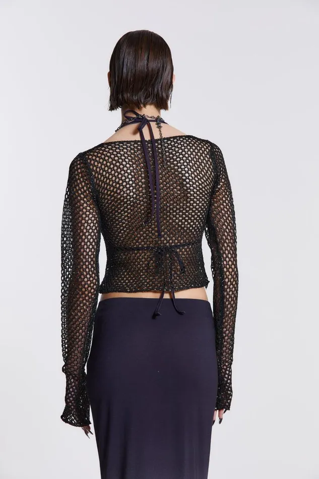 Women Sequin Crochet Bead Top Jaded London Knitwear