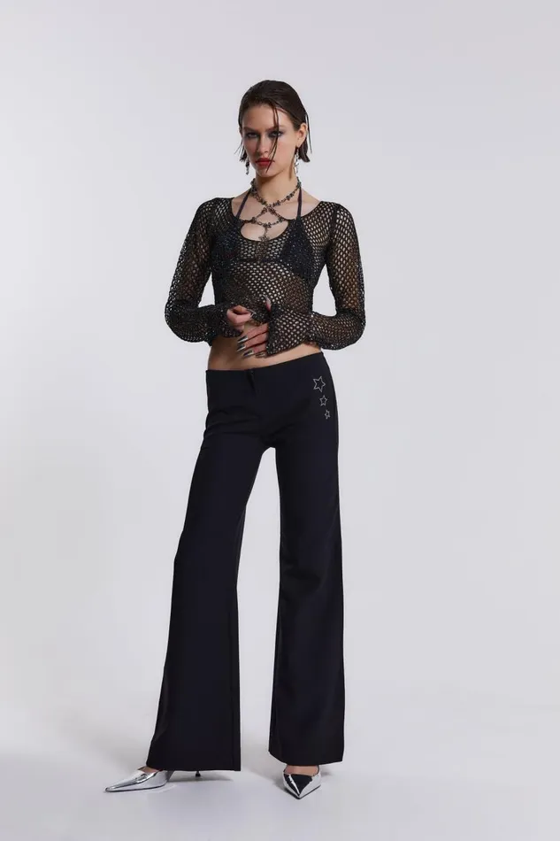 Women Sequin Crochet Bead Top Jaded London Knitwear