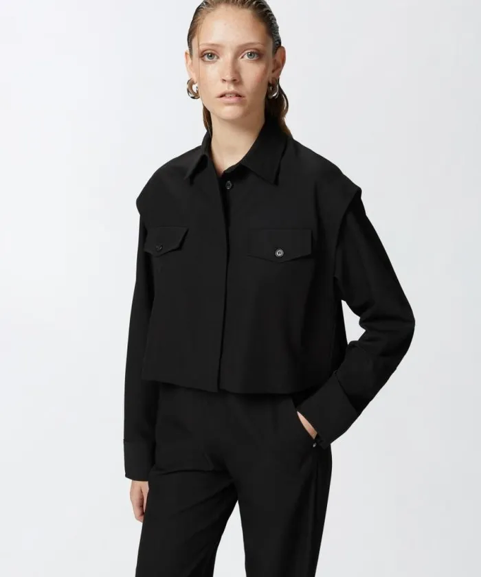 Women Shirts And Blouses Pinko Short Shirt With Pockets Limo Black