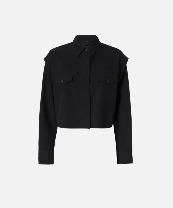Women Shirts And Blouses Pinko Short Shirt With Pockets Limo Black Women Shirts And Blouses Pinko Short Shirt With Pockets Limo Black