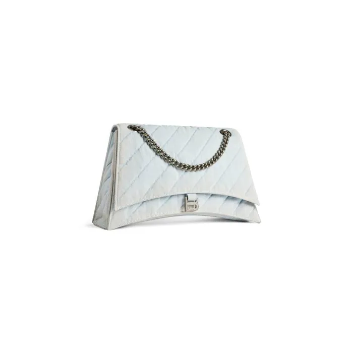 Women Shoulder Bags Balenciaga Crush Large Chain Bag Quilted Denim In Blue