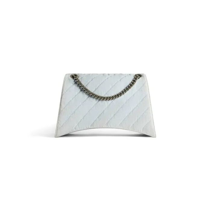 Women Shoulder Bags Balenciaga Crush Large Chain Bag Quilted Denim In Blue