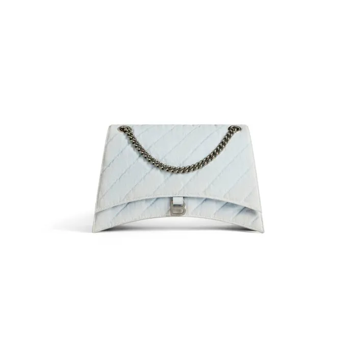 Women Shoulder Bags Balenciaga Crush Large Chain Bag Quilted Denim In Blue