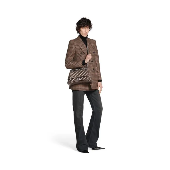 Women Shoulder Bags Balenciaga Crush Medium Chain Bag Metallized Quilted In Bronze Women Shoulder Bags Balenciaga Crush Medium Chain Bag Metallized Quilted In Bronze