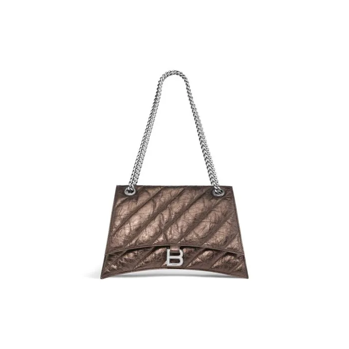 Women Shoulder Bags Balenciaga Crush Medium Chain Bag Metallized Quilted In Bronze