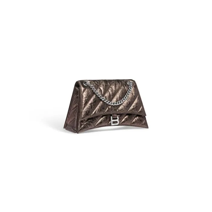 Women Shoulder Bags Balenciaga Crush Medium Chain Bag Metallized Quilted In Bronze