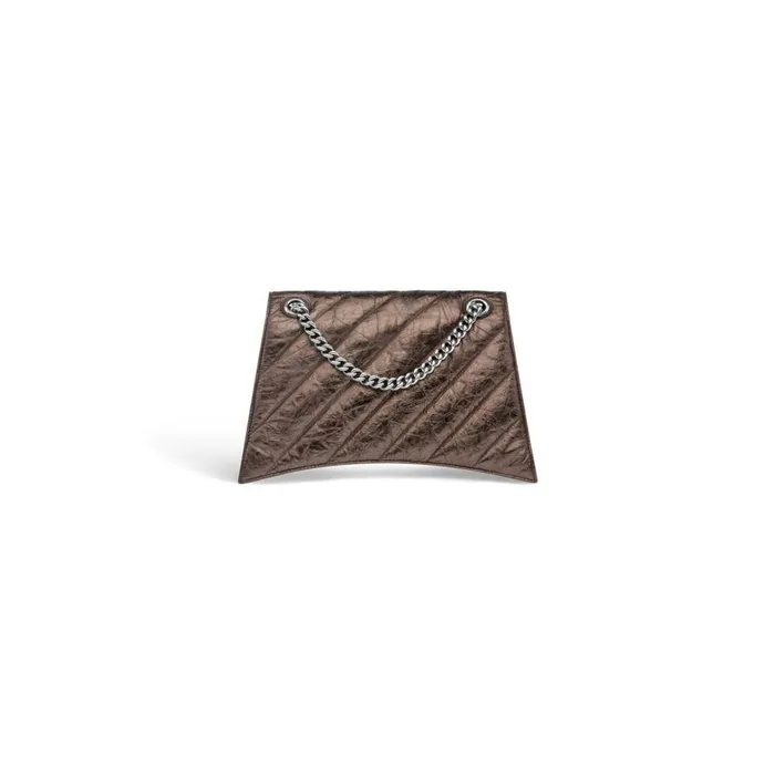Women Shoulder Bags Balenciaga Crush Medium Chain Bag Metallized Quilted In Bronze