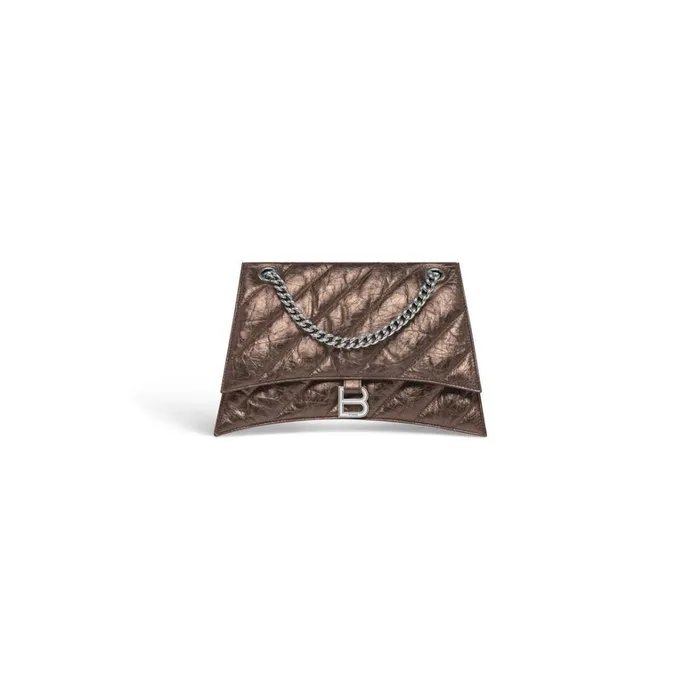 Women Shoulder Bags Balenciaga Crush Medium Chain Bag Metallized Quilted In Bronze