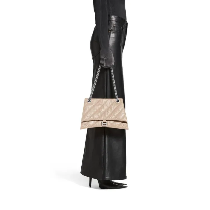 Women Shoulder Bags Balenciaga Crush Medium Chain Bag Quilted In Brown