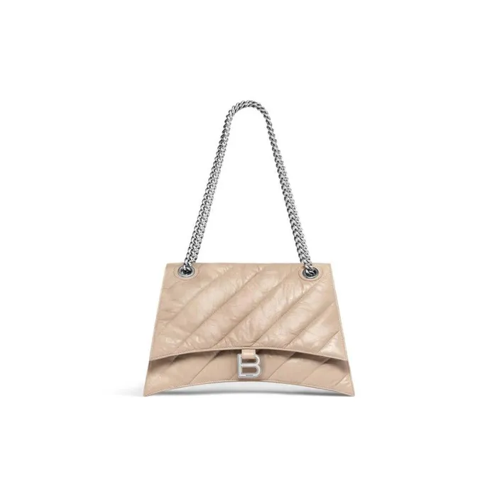 Women Shoulder Bags Balenciaga Crush Medium Chain Bag Quilted In Brown