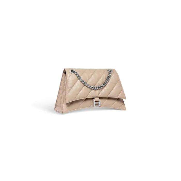 Women Shoulder Bags Balenciaga Crush Medium Chain Bag Quilted In Brown