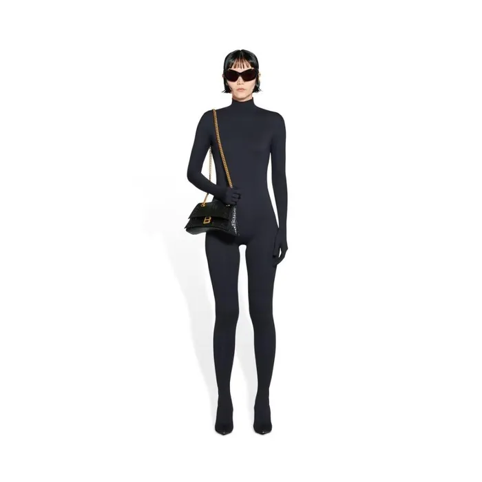 Women Shoulder Bags Balenciaga Crush Small Chain Bag Crocodile Embossed In Black Women Shoulder Bags Balenciaga Crush Small Chain Bag Crocodile Embossed In Black