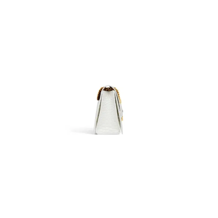 Women Shoulder Bags Balenciaga Crush Small Chain Bag Crocodile Embossed In Optic White