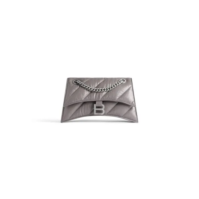 Women Shoulder Bags Balenciaga Crush Small Chain Bag Quilted In Dark Grey