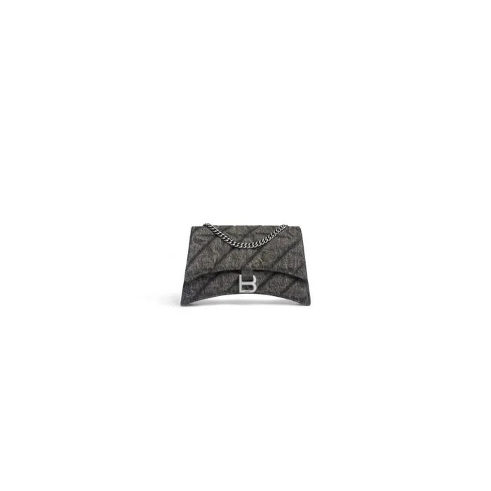 Women Shoulder Bags Balenciaga Crush Xs Chain Bag Quilted Denim In Black