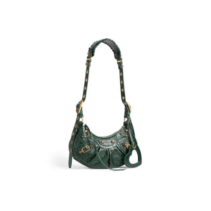 Women Shoulder Bags Balenciaga Le Cagole Xs Shoulder Bag Crocodile Embossed In Green