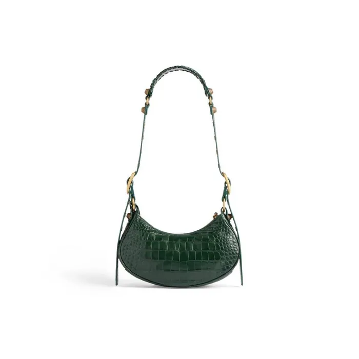 Women Shoulder Bags Balenciaga Le Cagole Xs Shoulder Bag Crocodile Embossed In Green