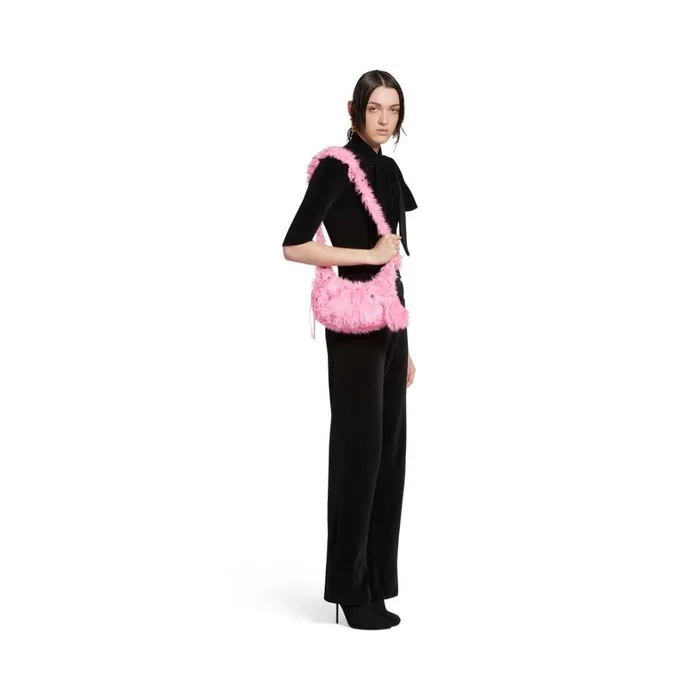 Women Shoulder Bags Balenciaga Le Cagole Xs Shoulder Bag Fake Fur In Pink