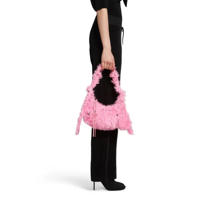 Women Shoulder Bags Balenciaga Le Cagole Xs Shoulder Bag Fake Fur In Pink