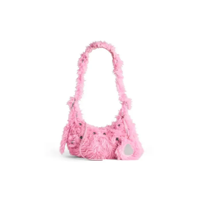 Women Shoulder Bags Balenciaga Le Cagole Xs Shoulder Bag Fake Fur In Pink
