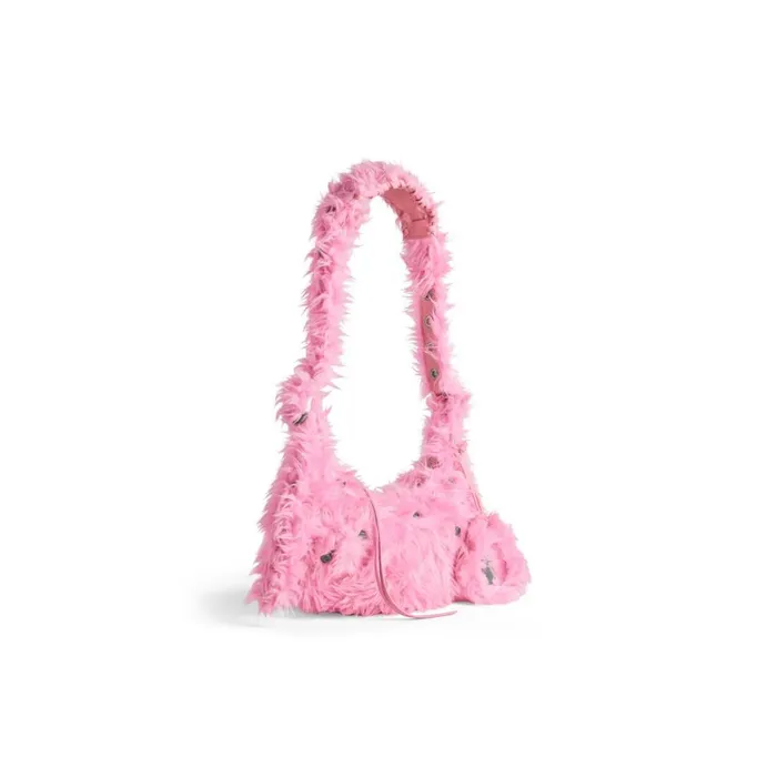 Women Shoulder Bags Balenciaga Le Cagole Xs Shoulder Bag Fake Fur In Pink