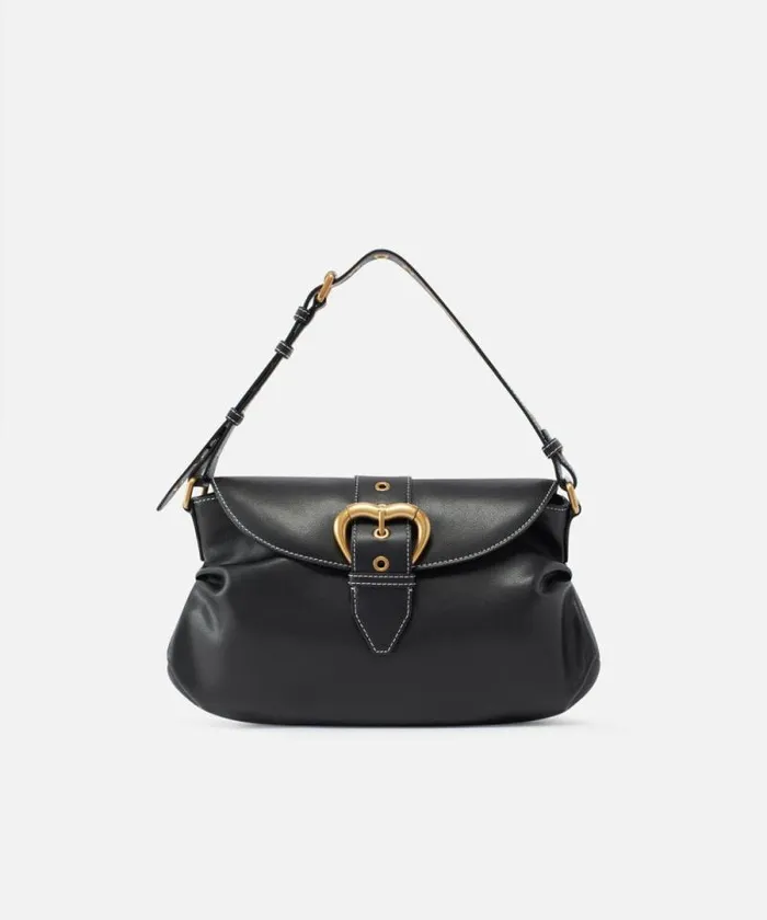 Women Shoulder Bags Pinko Jolene Shoulder Bag With Heart Buckle Blackantique Gold Women Shoulder Bags Pinko Jolene Shoulder Bag With Heart Buckle Blackantique Gold