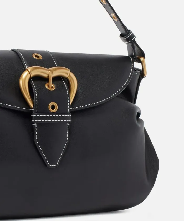 Women Shoulder Bags Pinko Jolene Shoulder Bag With Heart Buckle Blackantique Gold Women Shoulder Bags Pinko Jolene Shoulder Bag With Heart Buckle Blackantique Gold