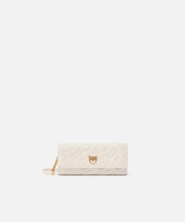 Women Shoulder Bags Pinko Rectangular Monogram Leather Wallet With Strap Whitewhiteantique Gold Women Shoulder Bags Pinko Rectangular Monogram Leather Wallet With Strap Whitewhiteantique Gold