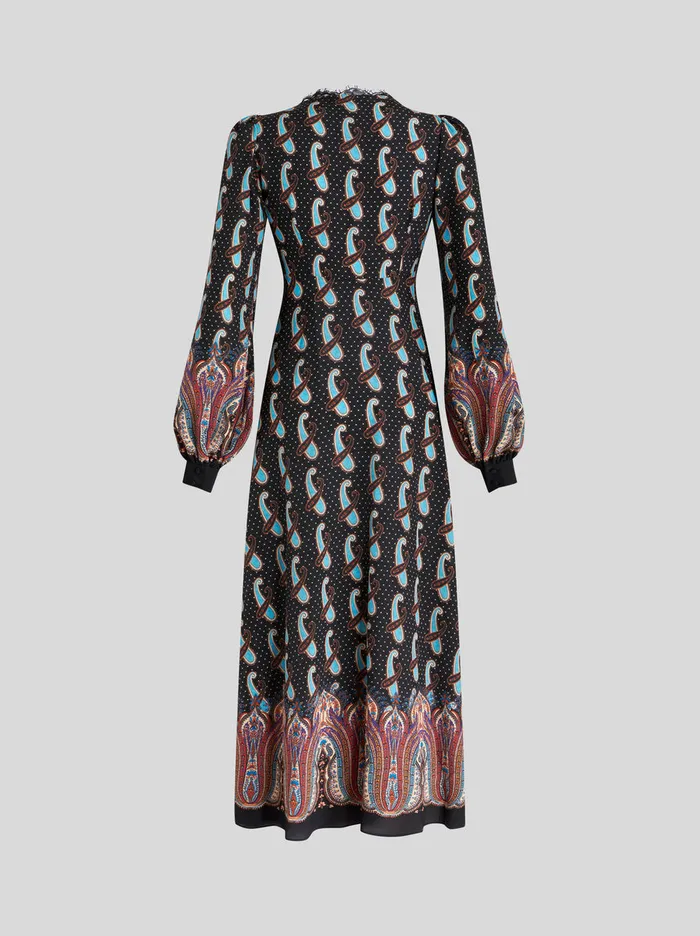 Women Silk Crpe De Chine Midi Dress Etro Dresses