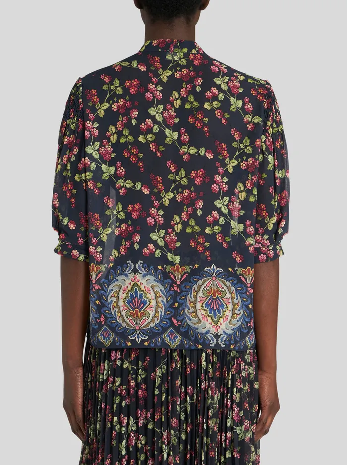 Women Silk Shirt With Ribbon At Neck Etro Shirts And Blouses