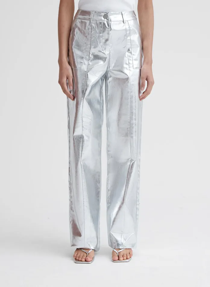Women Silver Metallic Faux Leather Trouser 8211 Zelda 4th and Reckless Pants