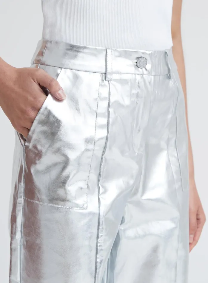 Women Silver Metallic Faux Leather Trouser 8211 Zelda 4th and Reckless Pants
