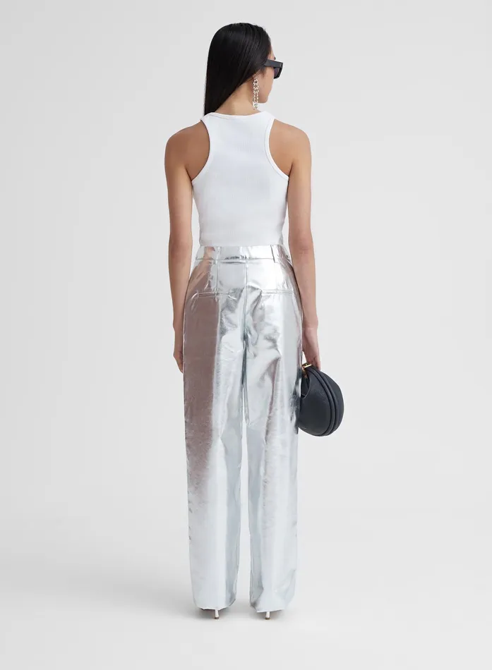 Women Silver Metallic Faux Leather Trouser 8211 Zelda 4th and Reckless Pants