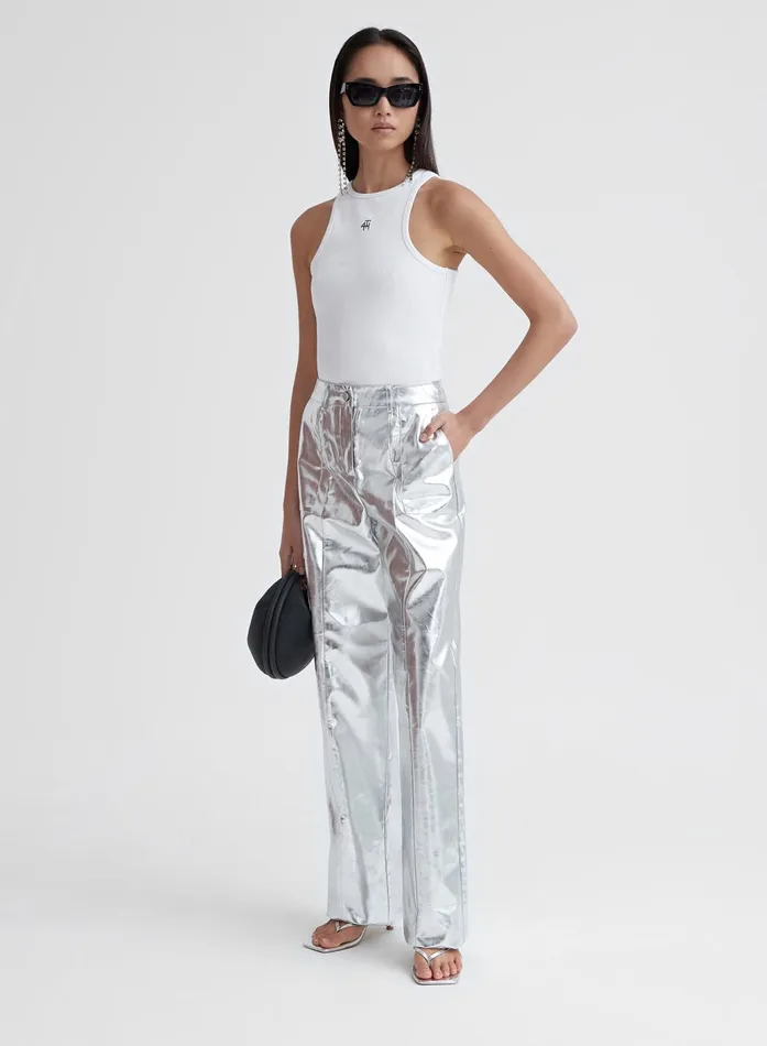 Women Silver Metallic Faux Leather Trouser 8211 Zelda 4th and Reckless Pants