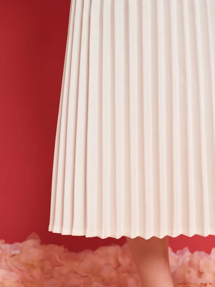 Women Sister Jane Bottoms DREAM Carolina Pleated Midi Skirt Pearled Ivory
